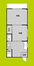 清月マンション 2DKの間取図画像