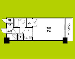 ハイツオークラ天神橋 1Kの間取図画像