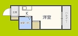 昭和グランドハイツ大淀 ワンルームの間取図画像