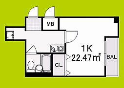 重陽楼 ワンルームの間取図画像