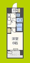 プレサンス上町台東平 1Kの間取図画像