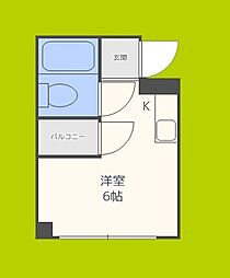 ジオナ新今里 ワンルームの間取図画像
