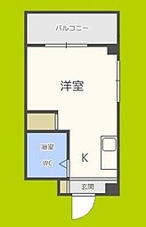 昭和グランドハイツ大淀 ワンルームの間取図画像