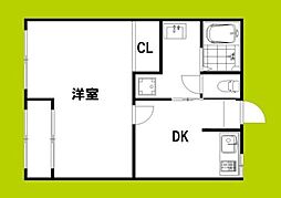 ヴィラナリー港晴 1DKの間取図画像