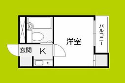 スリーデイズ新大阪 1Kの間取図画像