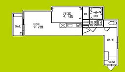 リテラス光善寺 1LDKの間取図画像