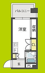 池田マンション ワンルームの間取図画像
