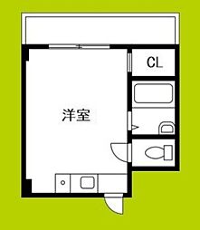 サンタウンあき ワンルームの間取図画像