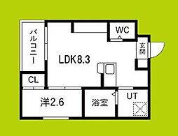 富田林市若松町5丁目アパート 1LDKの間取図画像
