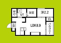 富田林市若松町5丁目アパート 1LDKの間取図画像