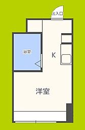 昭和グランドハイツ同心 ワンルームの間取図画像