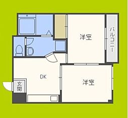 オリエンタル加美 2DKの間取図画像