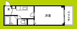 カーサー東住吉5 1Kの間取図画像