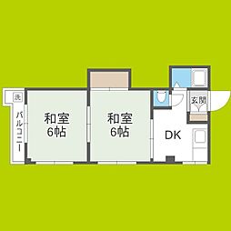 山川マンション 2DKの間取図画像