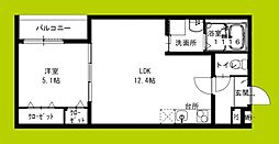 大東市三住町アパート 1LDKの間取図画像