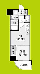 セレニテ谷町四丁目アリエ 1DKの間取図画像