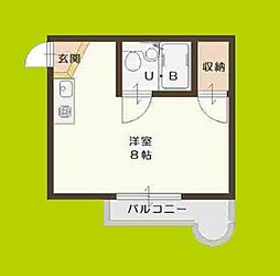 キングスアヴェニュー流町B棟 ワンルームの間取図画像