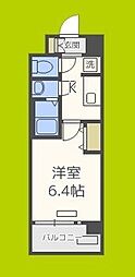 プレサンス上町台夕陽丘 1Kの間取図画像