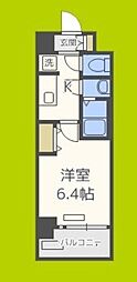 プレサンス上町台夕陽丘 1Kの間取図画像