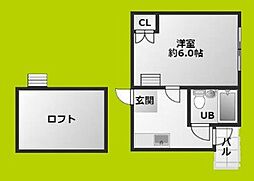 ツインコーポ公園南B棟 1Kの間取図画像