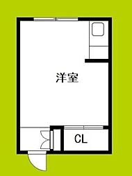 孔雀ハウス ワンルームの間取図画像