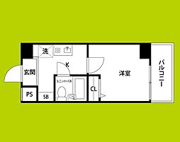 エスリード新大阪 1Kの間取図画像