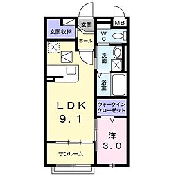 ベルエトワール 1LDKの間取図画像
