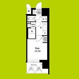 エスリード大阪エヴォルツ 1Kの間取図画像