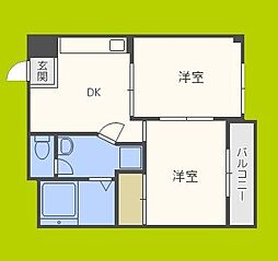 オリエンタル加美 2DKの間取図画像