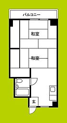 ウエストヒルズ平野 2DKの間取図画像