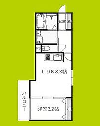 Smith堺 1LDKの間取図画像