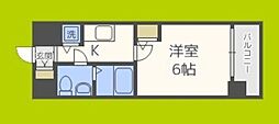 エスリード大阪城 1Kの間取図画像