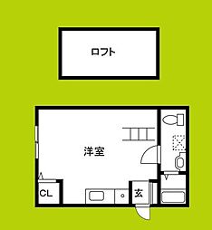 ランコントル伝法 ワンルームの間取図画像