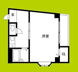 グローリーワン 1Kの間取図画像