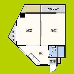 ラパンジール大国3 2DKの間取図画像