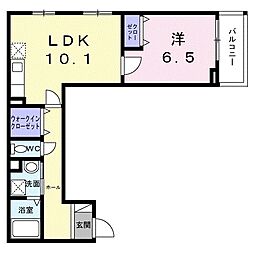 Hicaltha 大阪南恩加島 1LDKの間取図画像