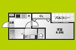 アプローズ新深江 1Kの間取図画像