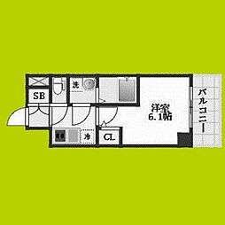 エスリード弁天町NORTH RESIDENCE 1Kの間取図画像
