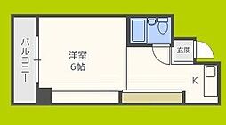 ビーナスハイツ森小路 ワンルームの間取図画像