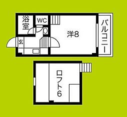 カーサ東住吉 1Kの間取図画像