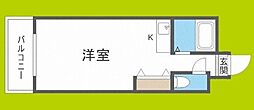 タイホウハイツ敷津3番館 ワンルームの間取図画像