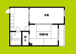 RIZE・ONEジョウトウセキメ1 2DKの間取図画像