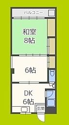 三伸マンション 2DKの間取図画像