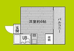 ボンジュール夕凪'89 ワンルームの間取図画像