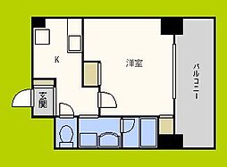 インペリアル靱本町 1Kの間取図画像