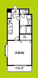永久 1Kの間取図画像