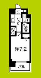 エグゼ難波西2 1Kの間取図画像