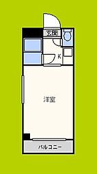 パールハイム駒川 1Kの間取図画像