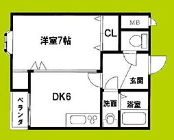 グランシャリオ天王寺 1DKの間取図画像