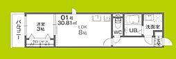 グローハイツ若江 1LDKの間取図画像